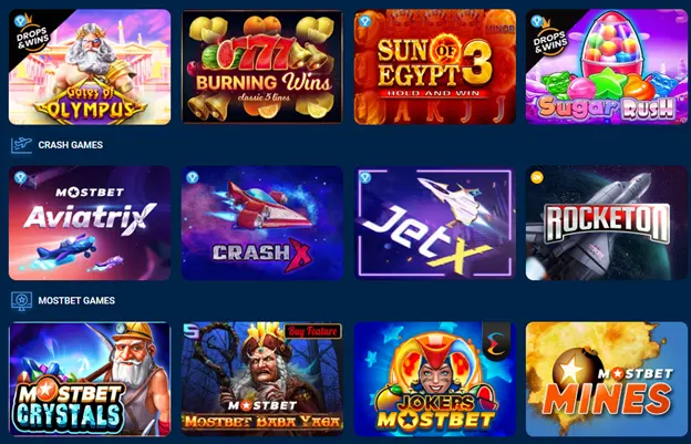 Mostbet сайтындагы краш оюндарынын интерфейси